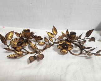 ITALIAN TOLE GOLD LEAF CANDLE HOLDER
