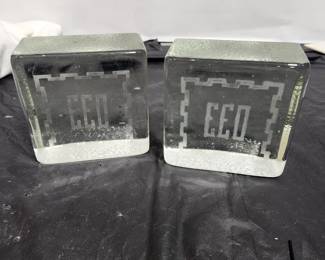 GLASS BLOCK BOOK ENDS