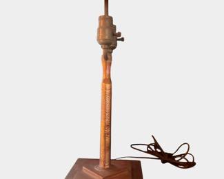 Copper wood base lamp