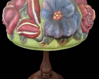 Vintage Puffy Glass lamp reverse painted