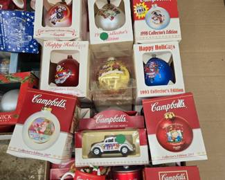 NIB Campbell Soup Ornaments . . .we also have Campbell Soup Mugs, Dishes, Soup Tureens and Figurines