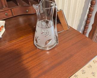 MCM Libby Glass Pitcher with Wooden Handle