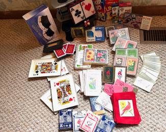 Vtg Bridge Score Sheets and Cards, UNO, Skip-Bo, Card Shuffler Machines, and more