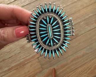 Zuni Turquoise signed Gerald estate cuff bracelet 