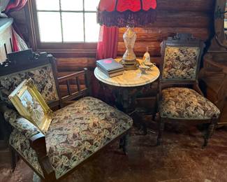 Antique Settee Telephone Table & Matching Chair