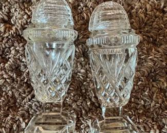 Hand-cut Czech Crystal Sale and Pepper Set 1900's