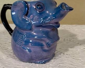 Blue Petite Elephant snout/spout  pourer - Artistic Potteries California Elephant Creamer