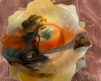 Noritake Tree In Meadow - Hand-painted Lotus FlowerBowl & Plate Set