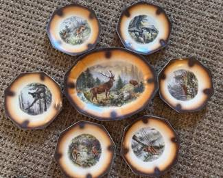 1912 Colonial Sterling China - Hand-painted 7 pieces      $ 200 Antique Rare Full Set 