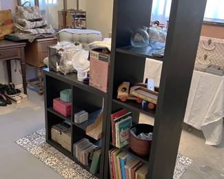 While these look like a single bookcase, they are two: a square and a tall.
