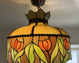 Initially, I thought the flowers on this lamp were irises, but now I think tulips. What do you think?