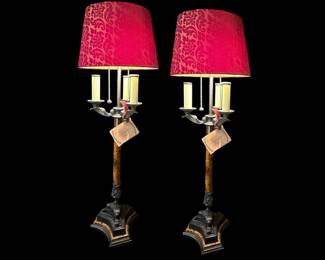 Pair of French Empire Style Candelabra lamps influenced by Egyptian and Greek architectural styles. Asking $695 for the pair.