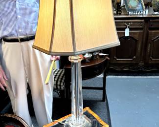 Beautiful heavy acrylic column lamp with linen shade
Asking $295