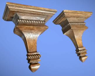 Vintage handmade carved wood Corbel Shelves c. 1980’s.  Asking $295 for the Pair.