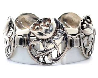 Filigree Floral Garden Link Hinge Bracelet