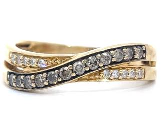 LeVian Pavé Natural Fancy Champagne & White Diamond Crossover Ring in 14k Yellow Gold