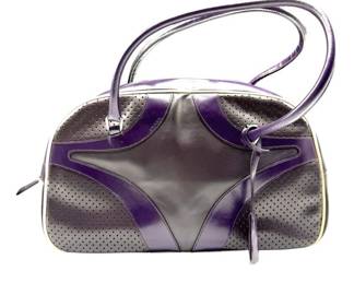 Prada Purple Leather Tote Bag