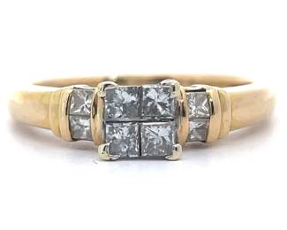 0.50 Carat Princess Cut Natural Diamond Channel Ring in 14k Yellow Gold
