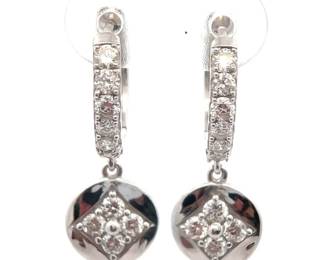 NEW! 0.75 Carat Diamond Dangle Charm Hoop Earrings