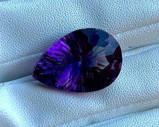 20+ Carat Natural Amethyst – Custom Pear Fantasy Cut