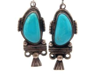 Running Bear Artisan Earrings – Sterling Silver with Turquoise