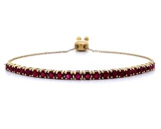 Ruby Tennis Adjustable Bolo Bracelet in 14k Yellow Gold