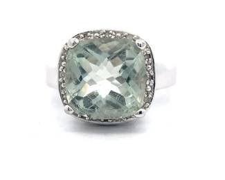 Light Green Prasiolite Cocktail Ring – Bold Cushion Cut Design
