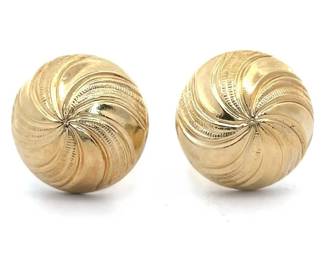 Textured Crescent Swirl Puffed Earrings in 14k Yellow Gold