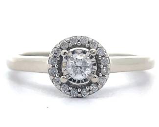 0.40 Carat Natural Diamond Pavé Halo Ring in White Gold