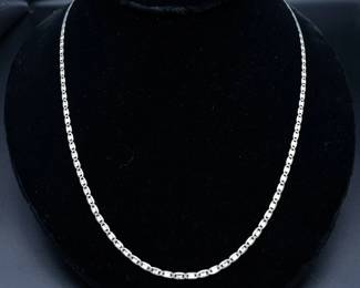 Flat Mariner Link Chain Necklace in 14k White Gold