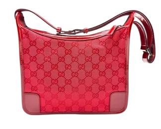 Gucci Red GG Canvas x Patent Leather Shoulder Bag