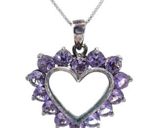 Amethyst Open Heart Halo Pendant
