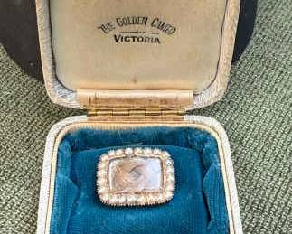 ENGLISH GEORGIAN 1830 Hair Pearl Brooch