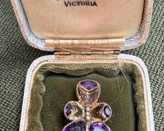 1830 Georgian Citrine Amethyst Brooch