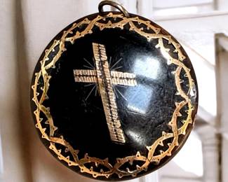 PIQUET BROOCH STYLIZED ST. CHRISTOPHER'S CROSS OF VICTORIAN ERA CIRCA 1870