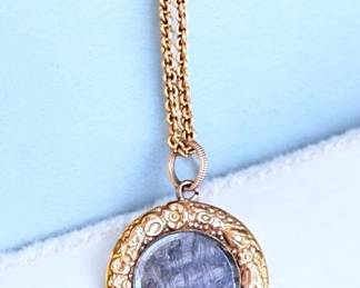 1860 HAIR GOLD LOCKET WITH ORIGINAL CHAIN