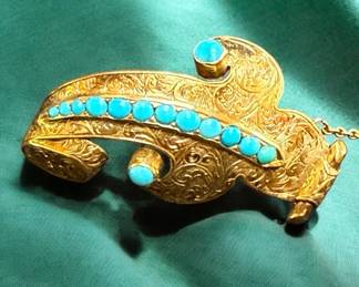 Antique Victorian Turquoise Brooch