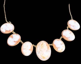 1900 English Shell Cameo Necklace