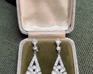 Vintage Sterling Rhinestone Drop Earrings