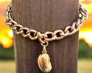 Antique Curb Bracelet With Lucky Bean Charm