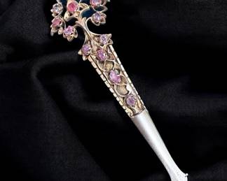CEYLONESE Ruby & Silver Hair Pin Brooch Circa 1880-1890