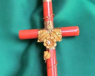 1860 Italian Coral Gold Cross