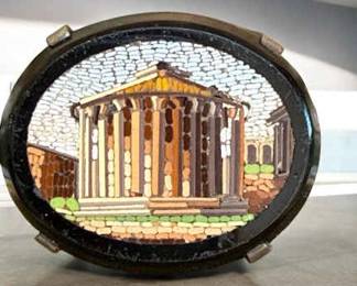 1880 Micro Mosaic Brooch Temple of Vesta Rome
