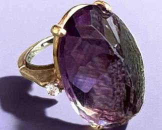 14K Gold Amethyst Statement Ring
