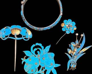 1880 KINGFISHER FEATHER JEWELRY