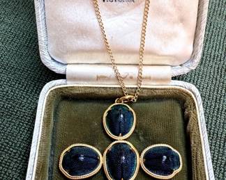 Antique Scarab Beetle Brooch