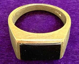 Onyx 10K Gold Mens Ring