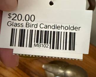 Glass Bird Candleholder