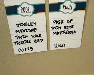 Stanley Furniture Twin Size Trundle Bed, Pair of Twin Size Mattresses