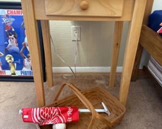 Wooden Side Table, Baskets 